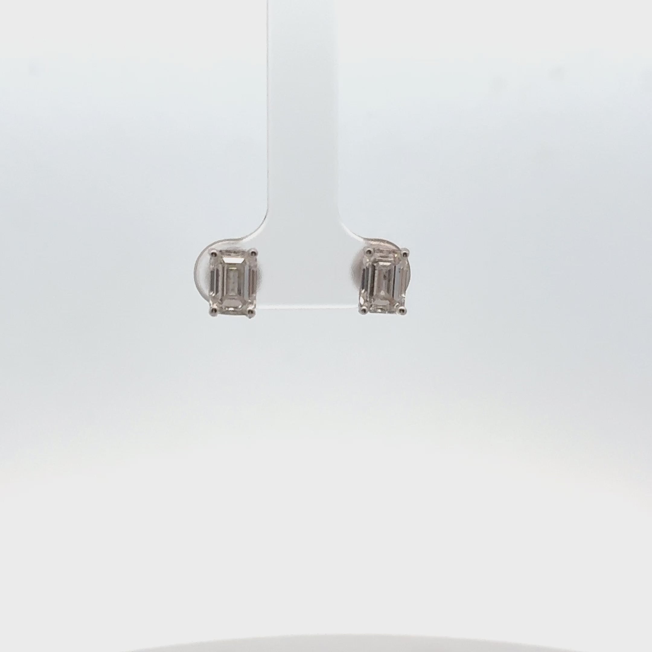 Lab Grown Diamond Emerald Cut Rectangular Studs Earrings (2.00 ct.) in 14K Gold