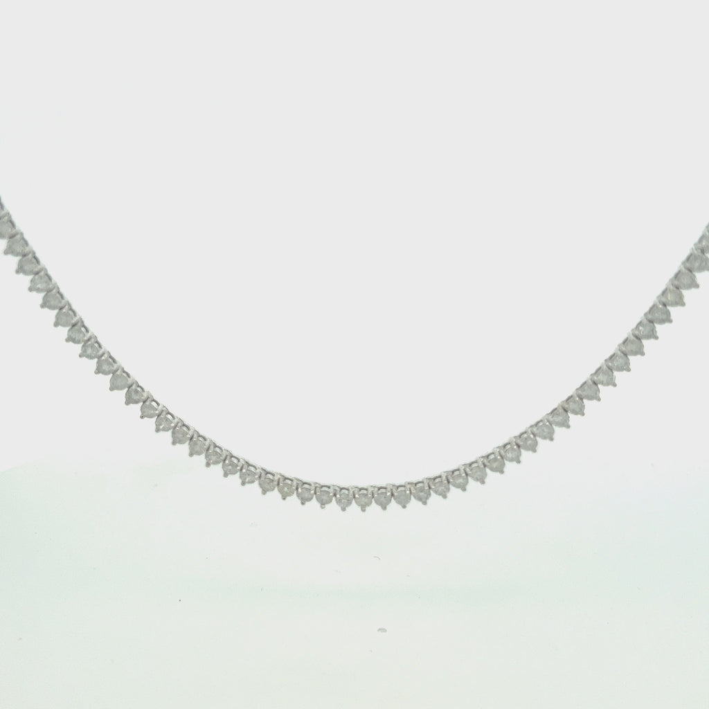 Diamond Tennis Necklace (10.30 ct.) 2.7 mm 3-Prongs Setting in 14K Gold