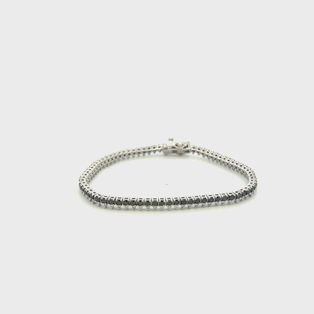 Black & White Diamond Tennis Bracelet (3.60 ct.) 4-Prongs Setting in 14K Gold