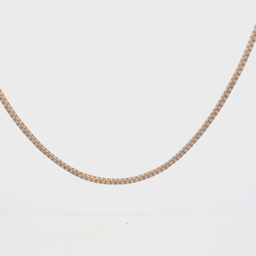 Diamond Tennis Necklace (5.50 ct.) 2.00 mm 4-Prongs Setting in 14K Gold, Made in Italy