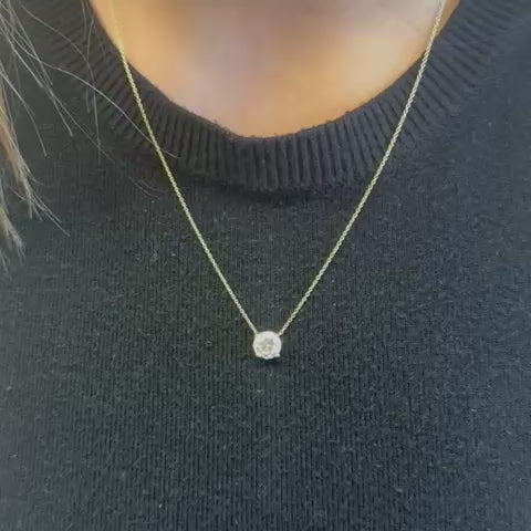Lab Grown Diamond (2.00 Carats) Round Cut 4-Prongs setting necklace in 14K Gold
