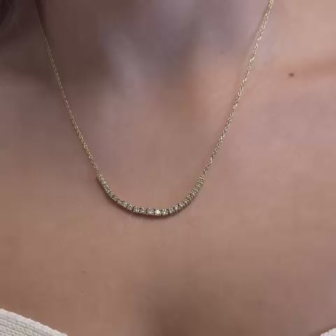 Graduated Diamond Bar Necklace (1.00 ct.) 4-Prongs Setting in 14K Gold