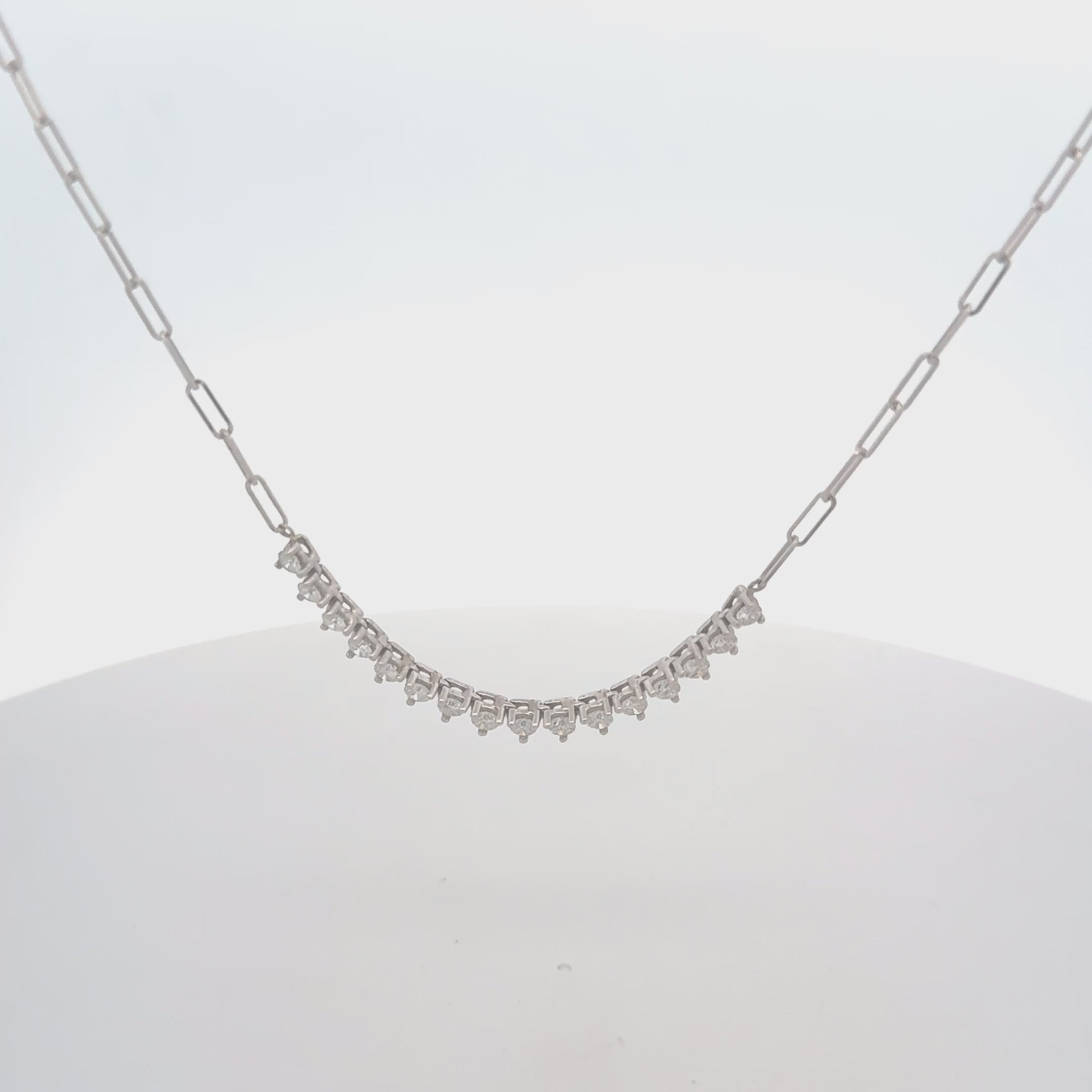 One Of A Kind Paper Clip Chain 3-Prongs Diamond Necklace (1.30 ct.) in 14K Gold