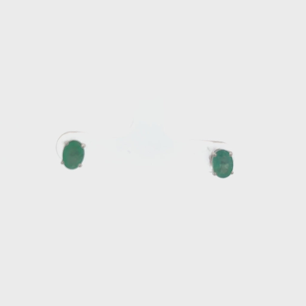 Emerald Oval Shape Studs Earrings (0.85 ct.) in 14K Gold