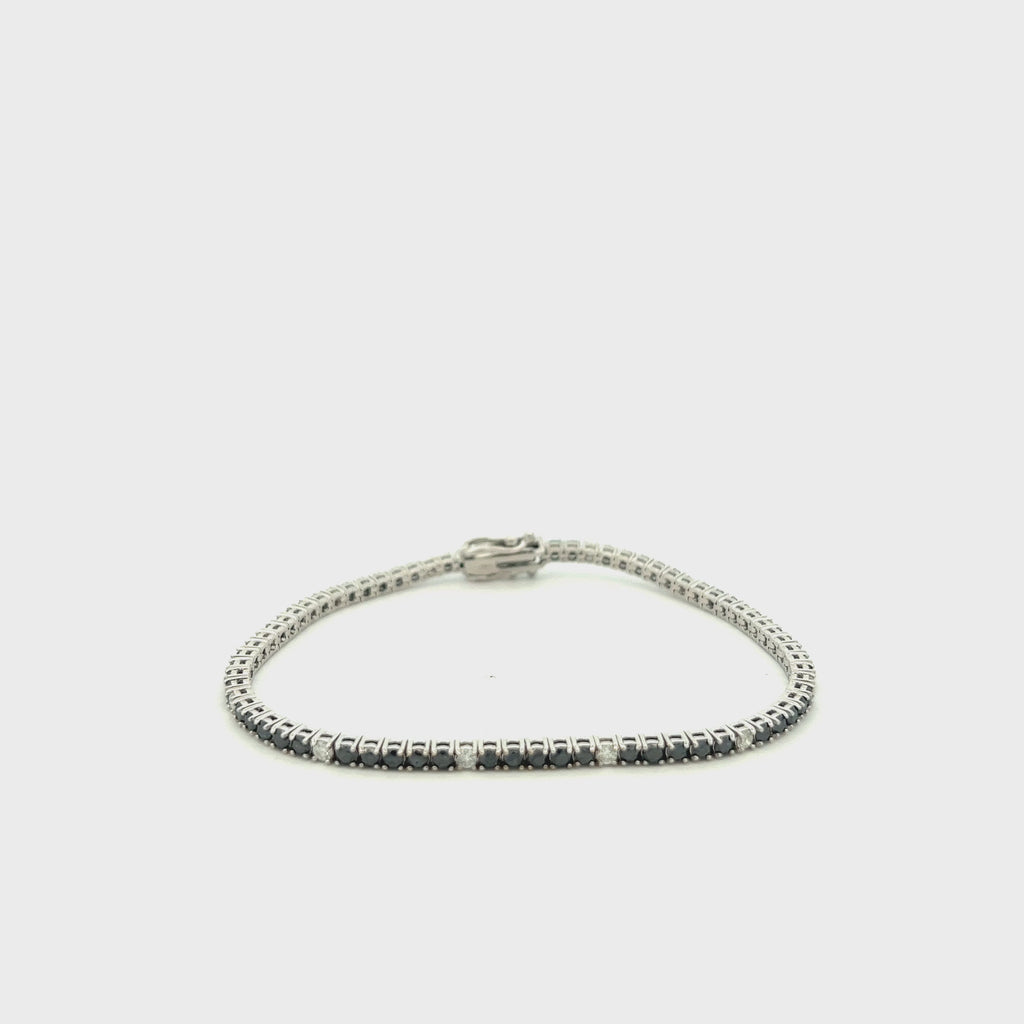 Black & White Diamond Tennis Bracelet (3.25 ct.) 2.50 mm 4-Prongs Setting in 14K Gold