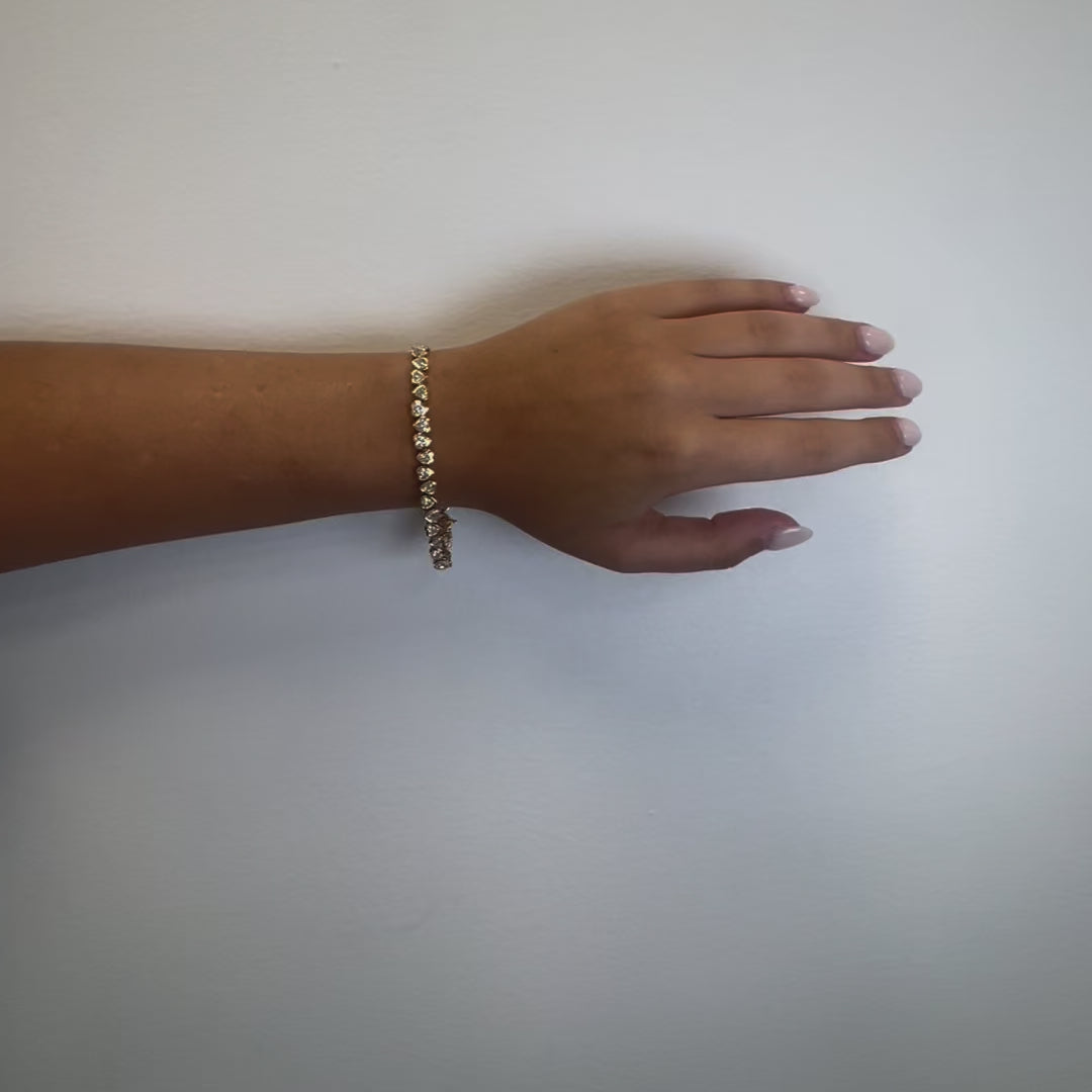 Heart Shape Diamond Bracelet (8.75 ct.) Bezel Set in 18K Gold