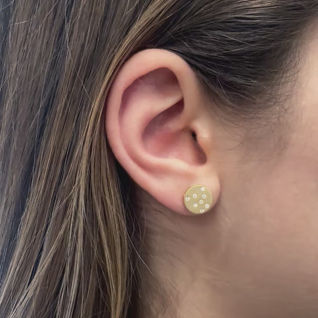 Diamond Round Shape Disc Earrings (0.15 ct.) in 14K Gold