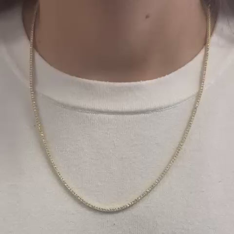 Diamond Tennis Necklace (4.00 ct.) 2.20 mm 4-Prongs Setting in 14K Gold + Chain Extender