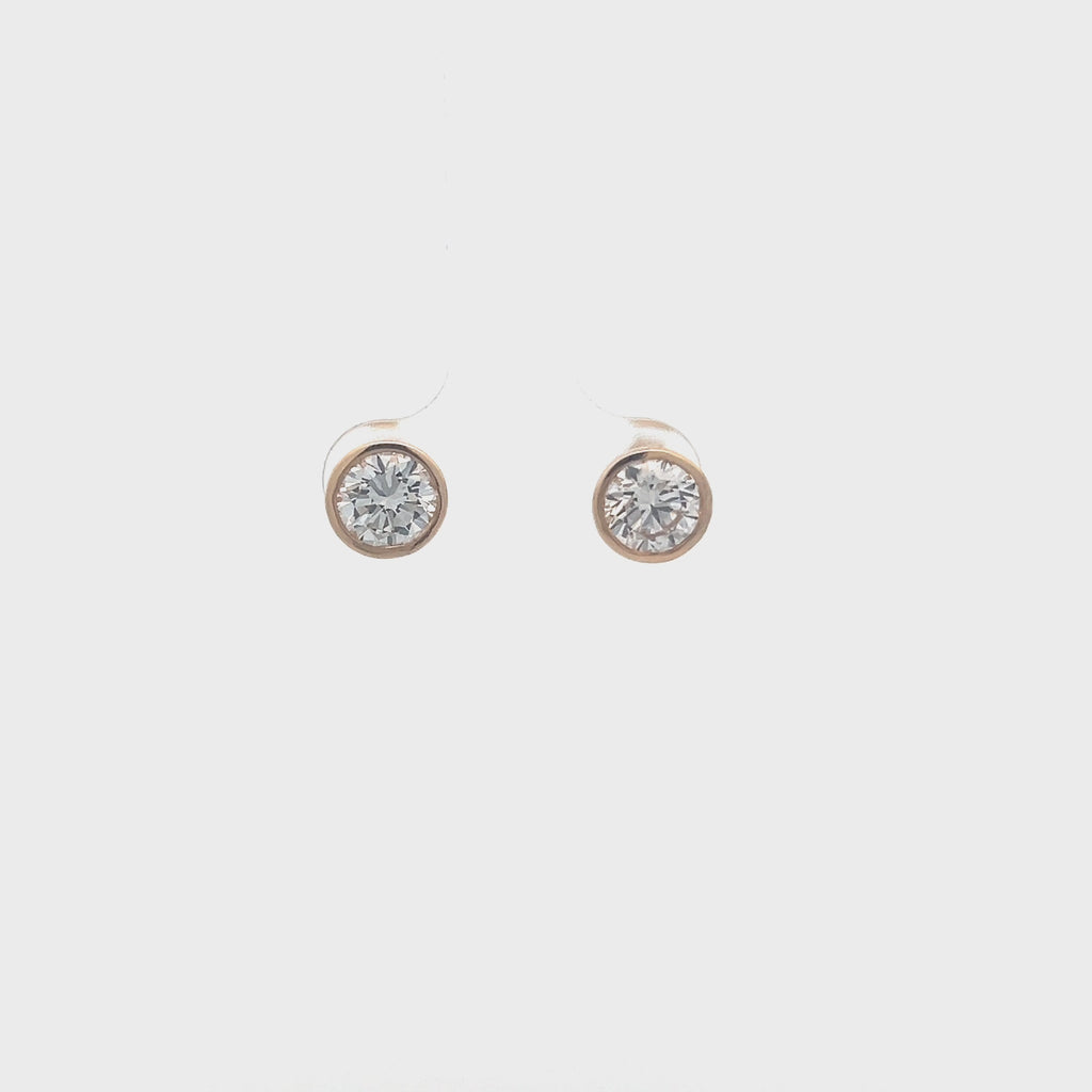 Lab Grown Diamond Stud Bezel Setting Earrings (2.00 ct.) in 14K Gold