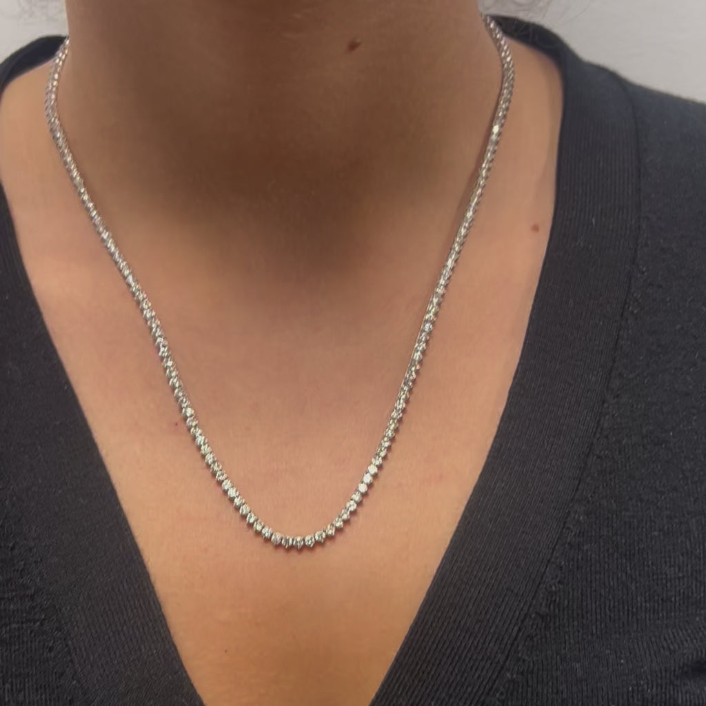 Diamond Tennis Necklace (7.50 ct.) 2.2 mm 3-Prongs Setting in 14K Gold