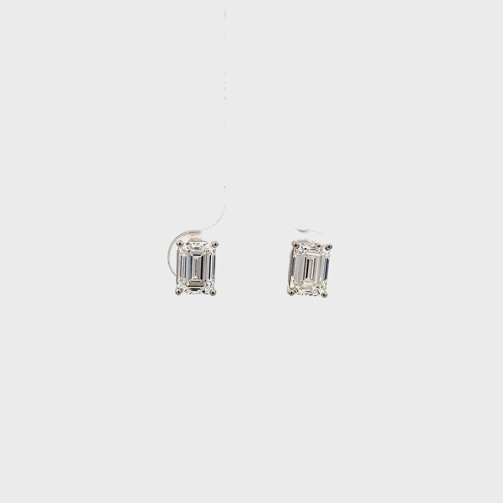 Lab Grown Diamond Emerald Cut Rectangular Studs Earrings (3.00 ct.) in 14K Gold
