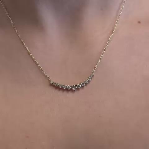 Graduated Diamond Bar Necklace (1.25 ct.) 3-Prongs Setting in 14K Gold