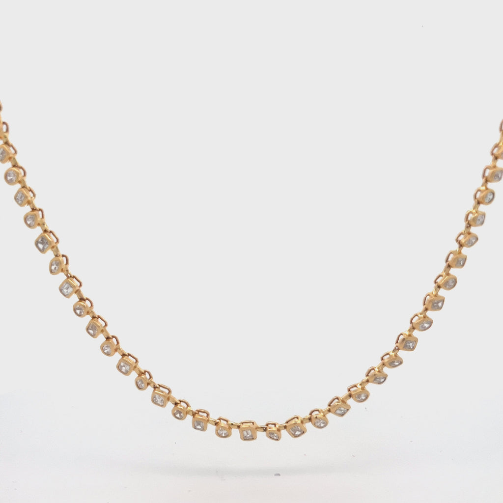Fancy Multi Shape Diamond Necklace (8.40 ct.) Bezel Set in 18K Gold