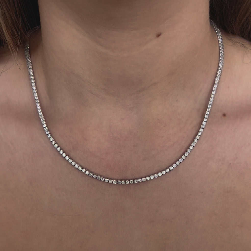 Diamond Tennis Necklace (8.05 ct.) 2.3 mm 4-Prongs Setting in 14K Gold