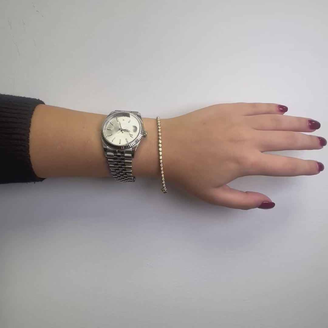 Lab Grown Diamond Tennis Bracelet (1.00 ct.) Bezel Setting in 14K Gold