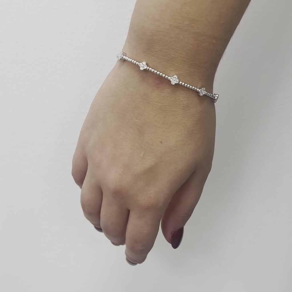 Flower Diamond Flexible Bangle Bracelet (0.43 ct.) in 14K Gold