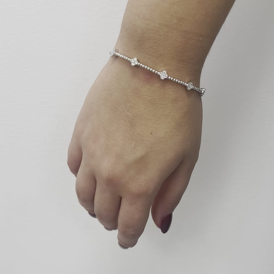 Flower Diamond Flexible Bangle Bracelet (0.43 ct.) in 14K Gold