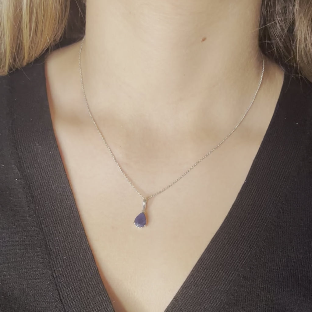 Pear Shape Blue Sapphire Necklace (2.50 ct.) in 14K Gold