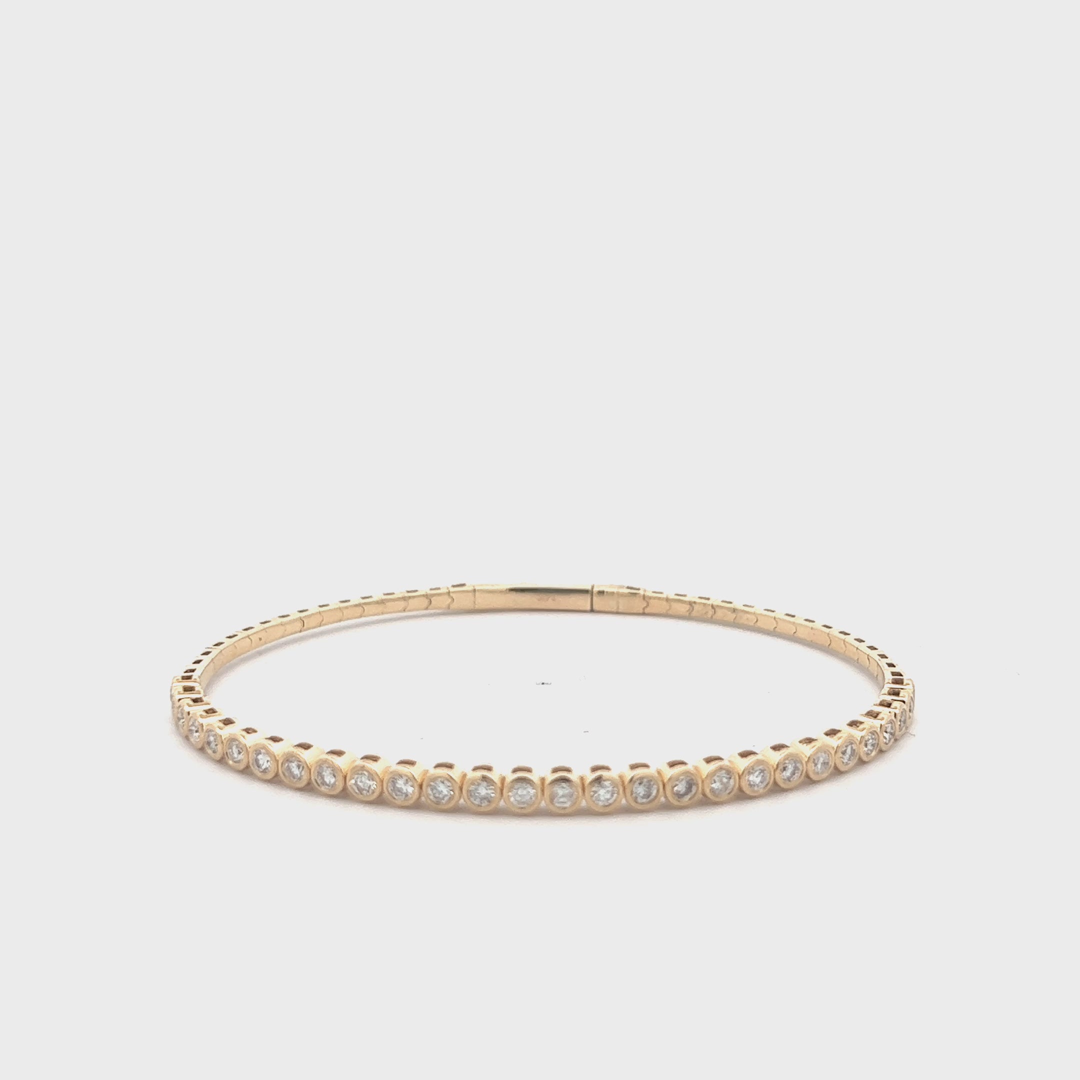 HalfWay Diamond Flexible Bangle Bracelet (1.10 ct.) Bezel Set in 14K Gold