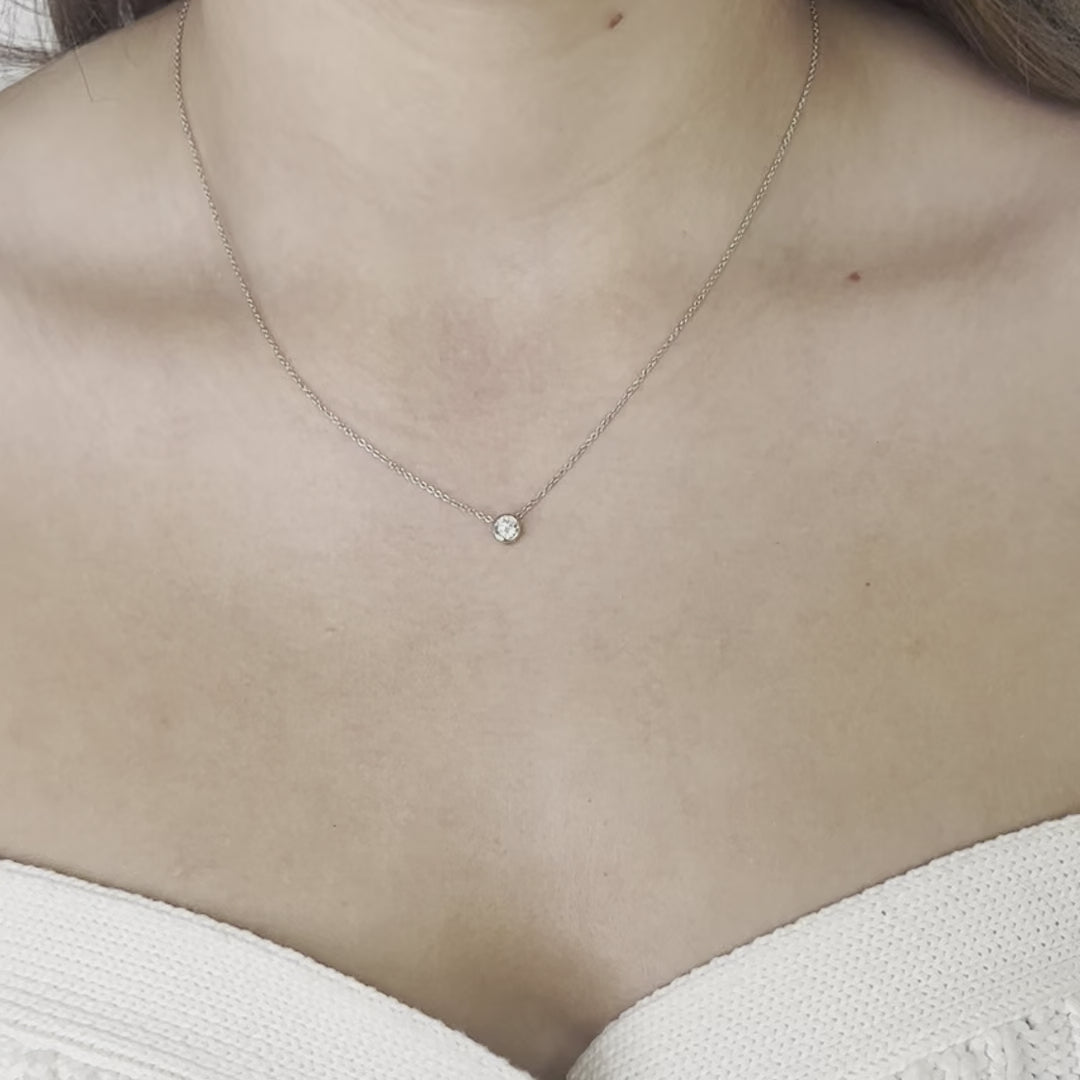 Solitaire Diamond Chain Necklace (0.25 ct.) Bezel Set in 14K Gold