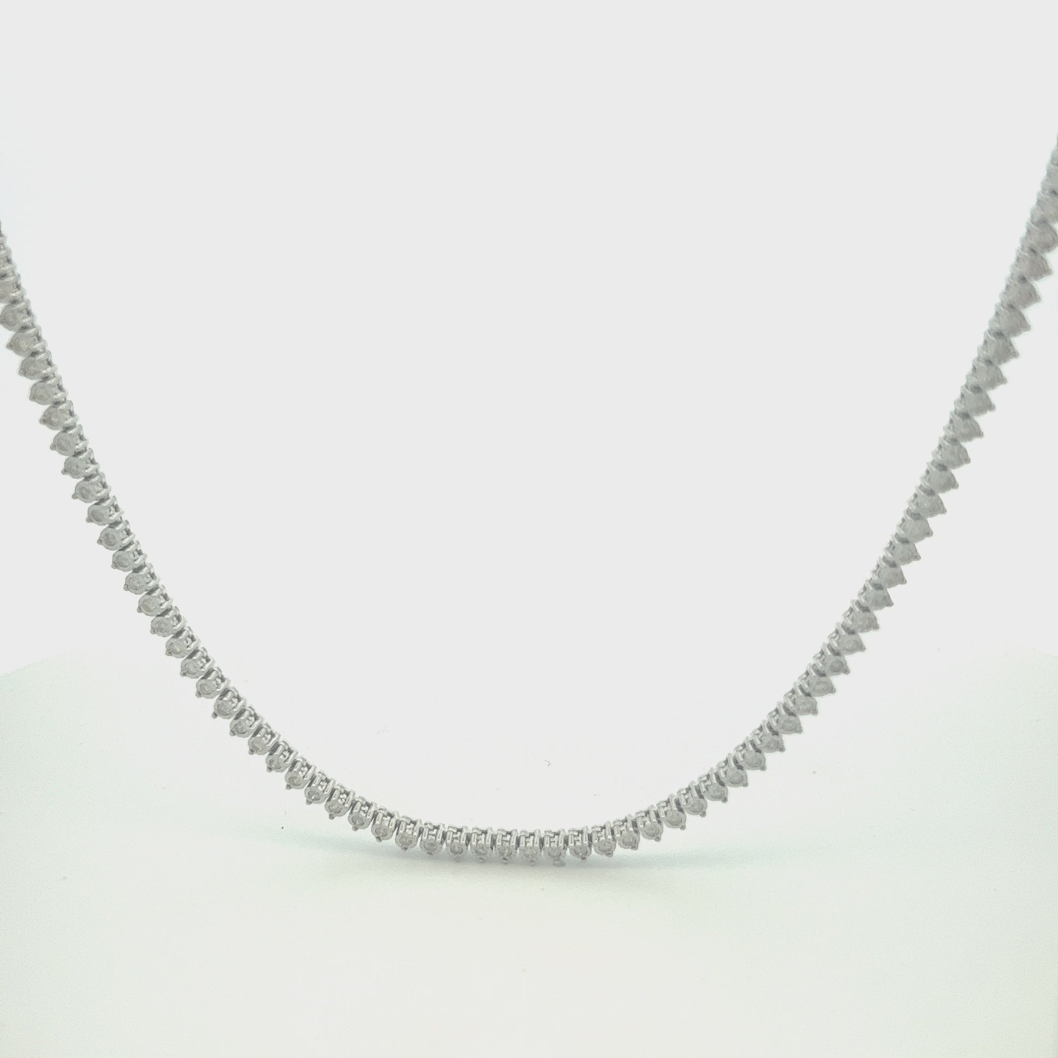 Diamond Tennis Necklace (2.10 ct.) 3-Prongs Illusion Setting in 14K Gold