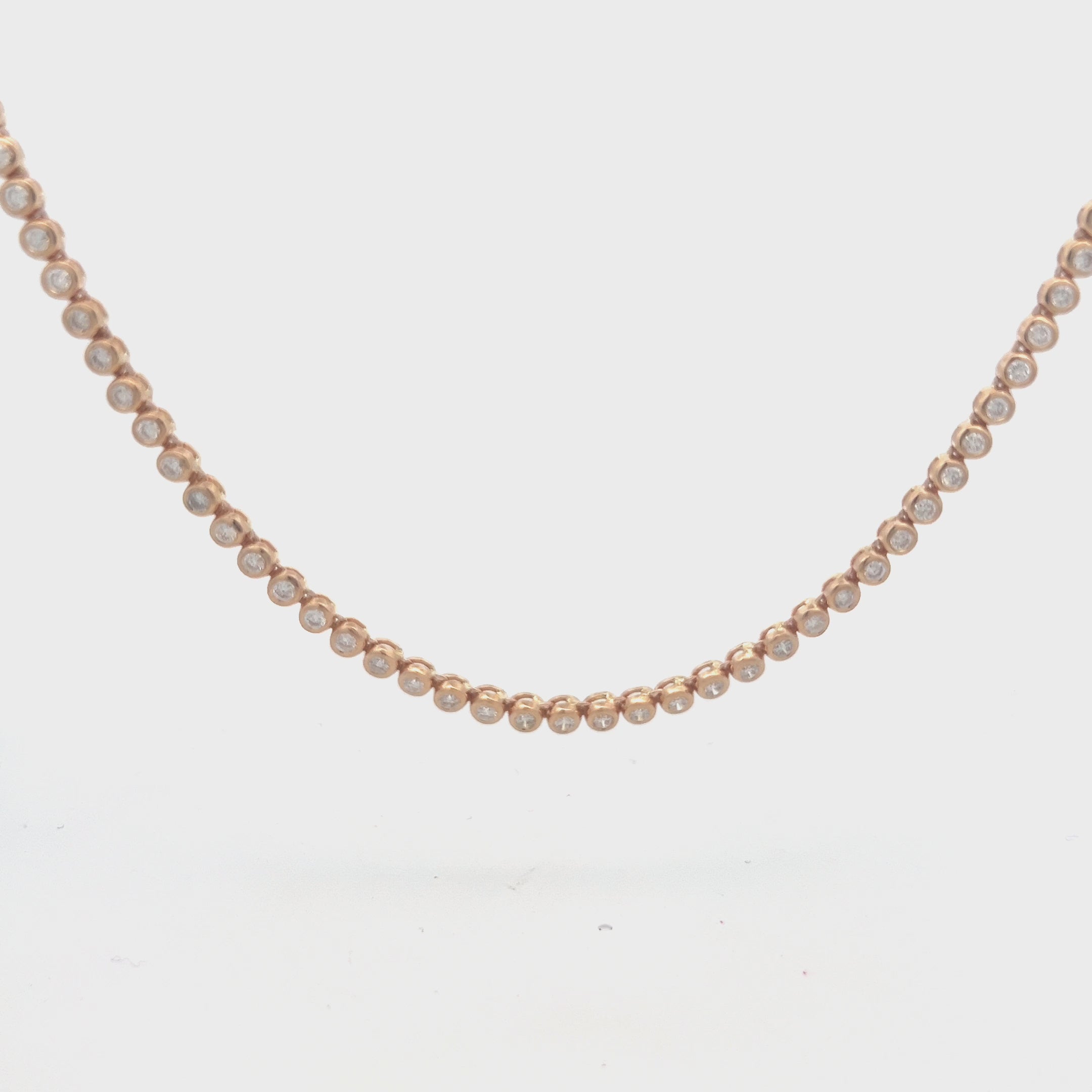 Diamond Tennis Necklace (5.50 ct.) 3.80 mm Bezel Setting in 14K Gold