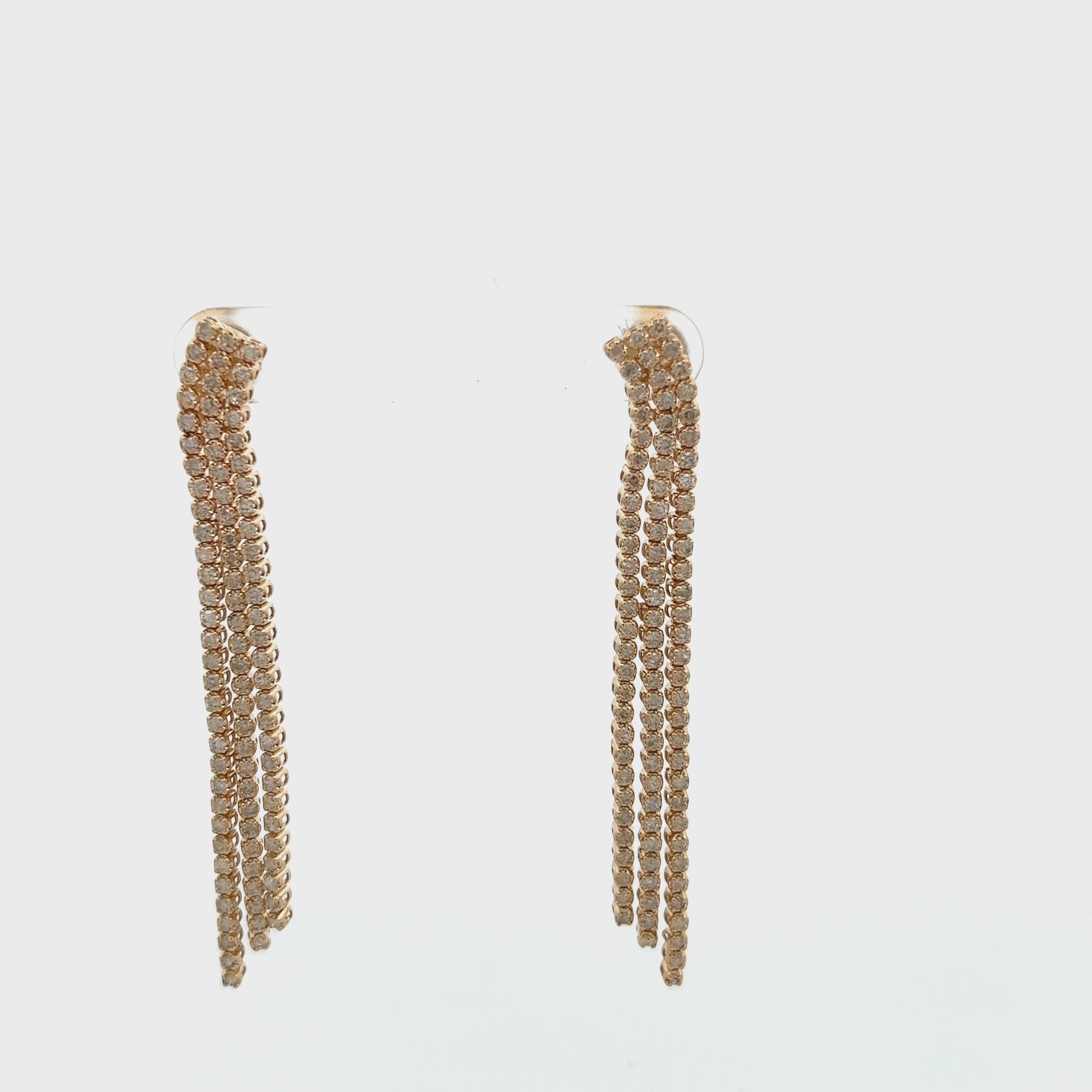 Triple Line Drop Diamond Tennis Earrings (2.00 ct.) in 14K Gold