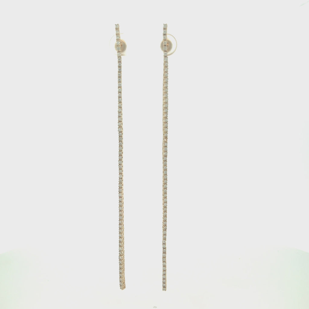 Diamond Line Tennis Earrings (1.20 ct.) 4 Prongs Setting in 14K Gold