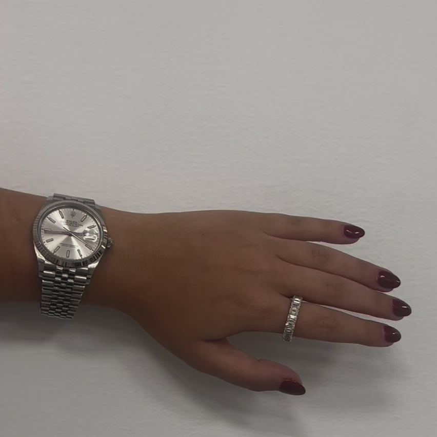 Emerald Cut Diamond Eternity Band (6.70 ct.) 4-Prongs Setting in 18K Gold