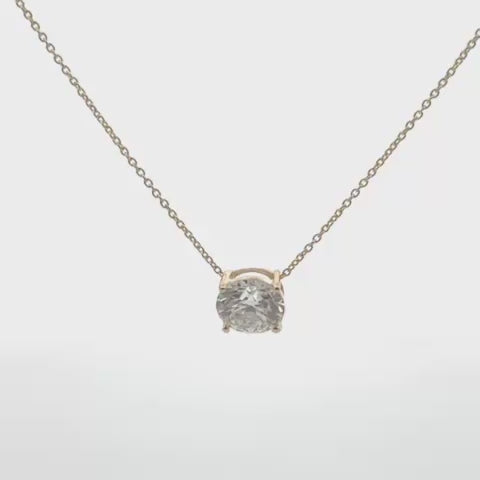 Lab Grown Diamond (1.50 Carats) Round Cut 4-Prongs setting necklace in 14K Gold