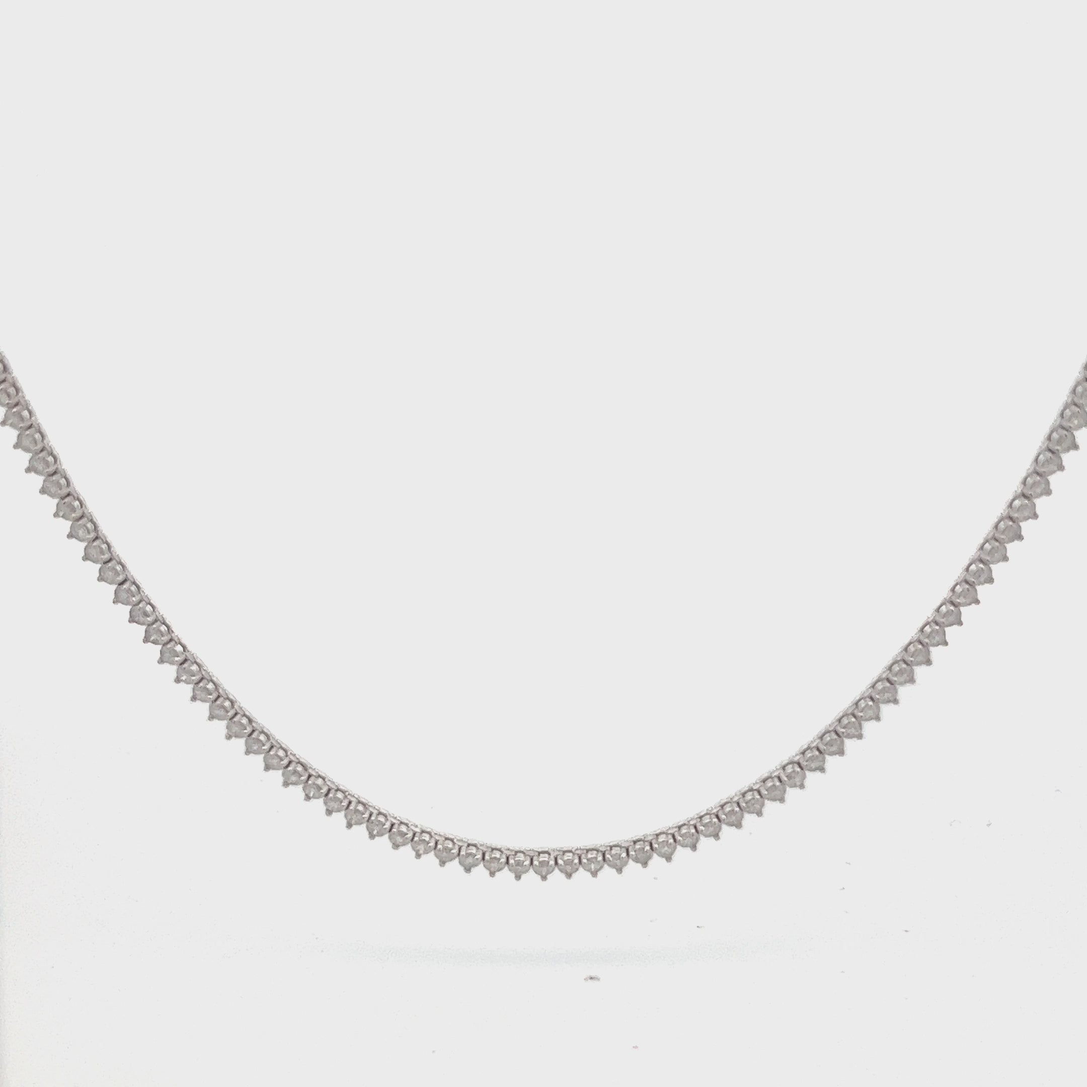 Diamond Tennis Necklace (4.50 ct.) 1.7 mm 3-Prongs Setting in 14K Gold