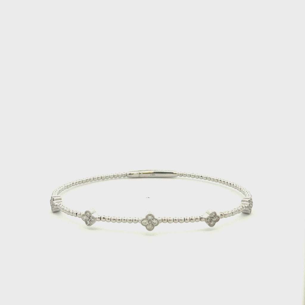 Flower Diamond Flexible Bangle Bracelet (0.43 ct.) in 14K Gold