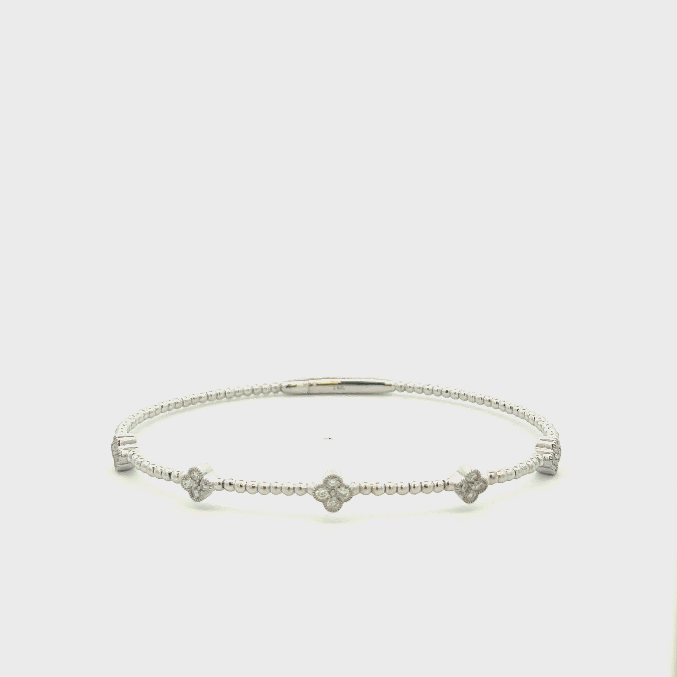 Flower Diamond Flexible Bangle Bracelet (0.43 ct.) in 14K Gold