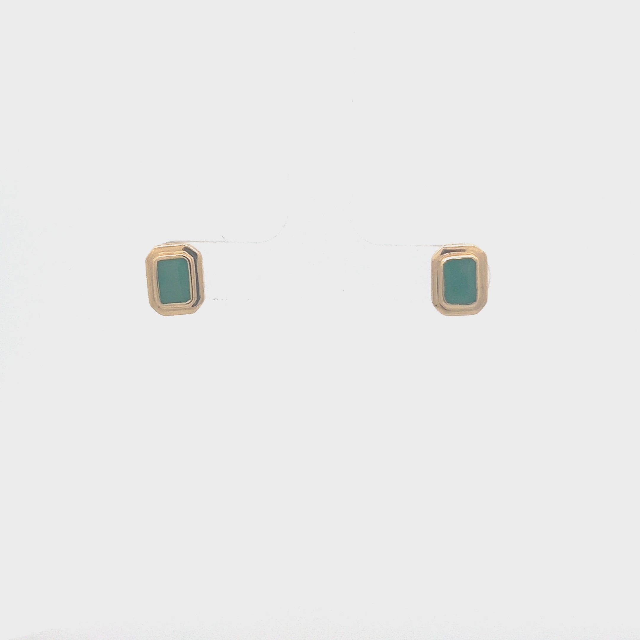 Emerald Cut Emerald Studs Bezel Setting Earrings (1.30 ct.) in 14K Gold
