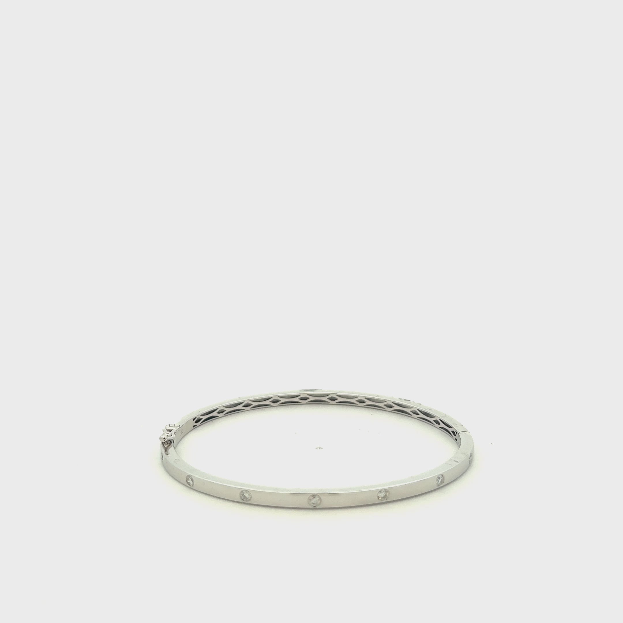 Inlay Diamond Stackable Square Tube Bangle Bracelet Cuff (0.30 ct.) in 14K Gold