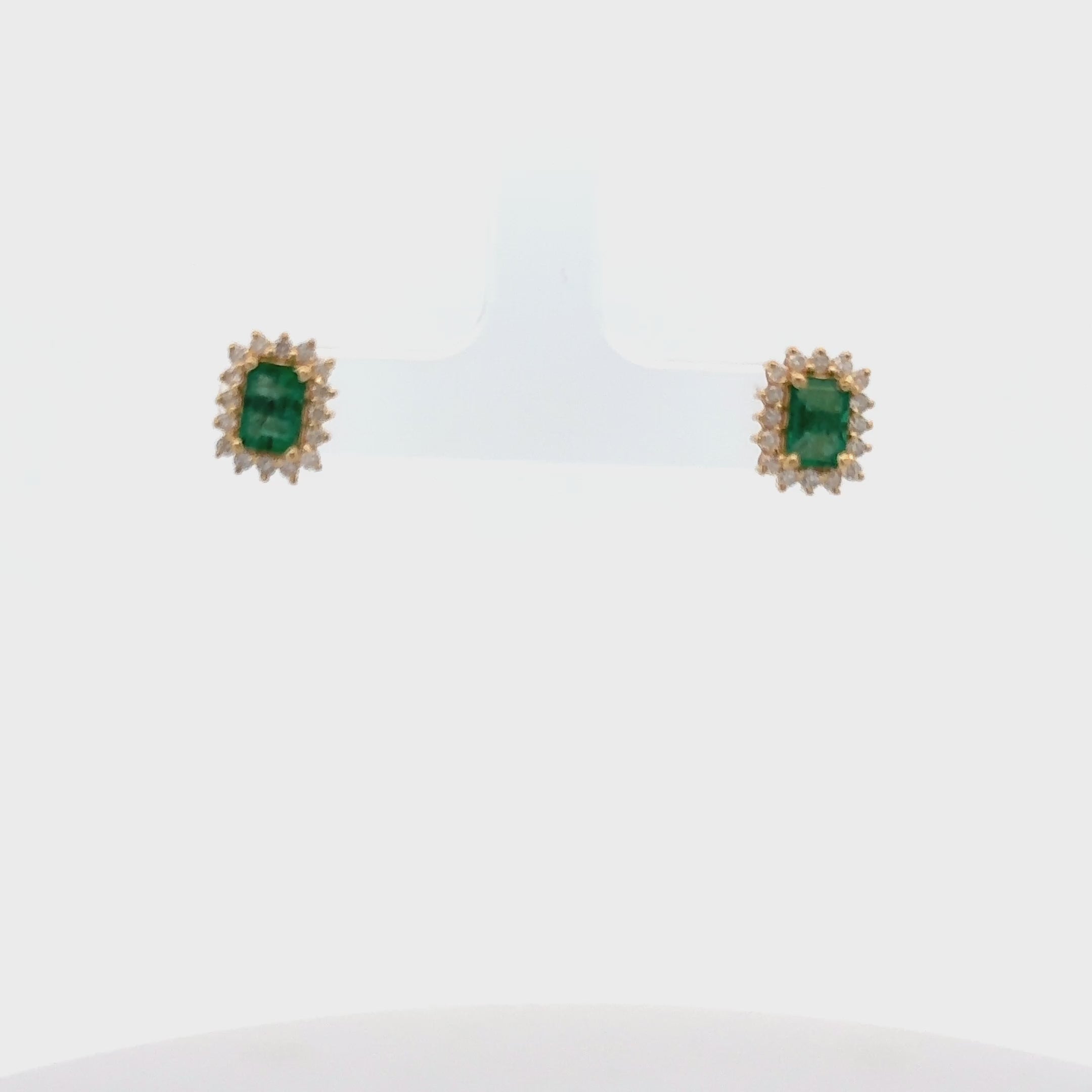 Emerald Cut Emerald With Diamond Halo Earrings (1.45 ct.) in 14K Gold