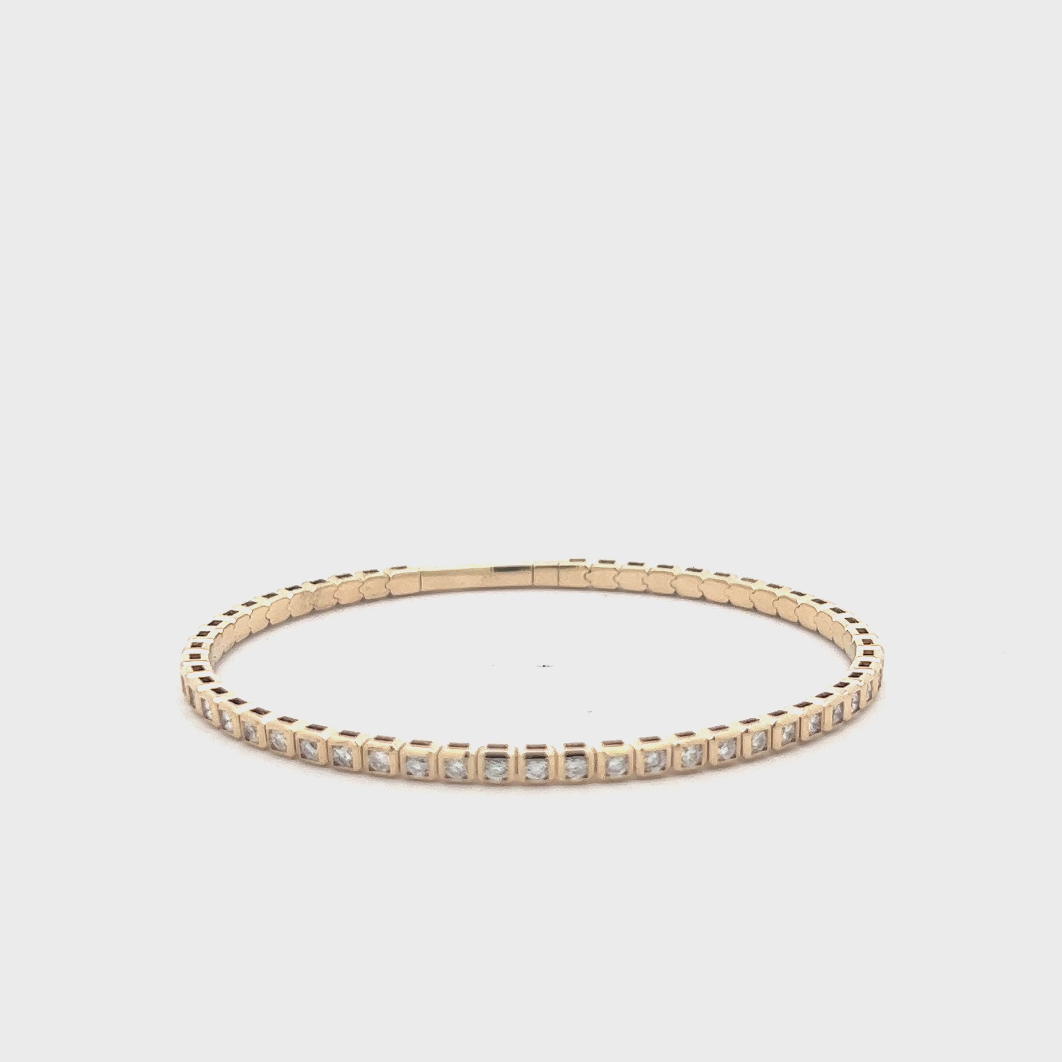 Diamond Square Bezel Flexible Bangle Bracelet (2.00 ct.) in 14K Gold