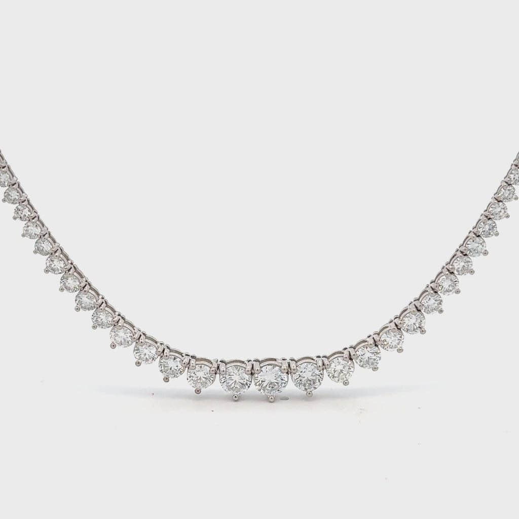 Lab Grown Riviera Diamond Tennis Necklace (10.00 ct.) 2.25mm to 5.90mm 3-Prongs Setting in 14K Gold
