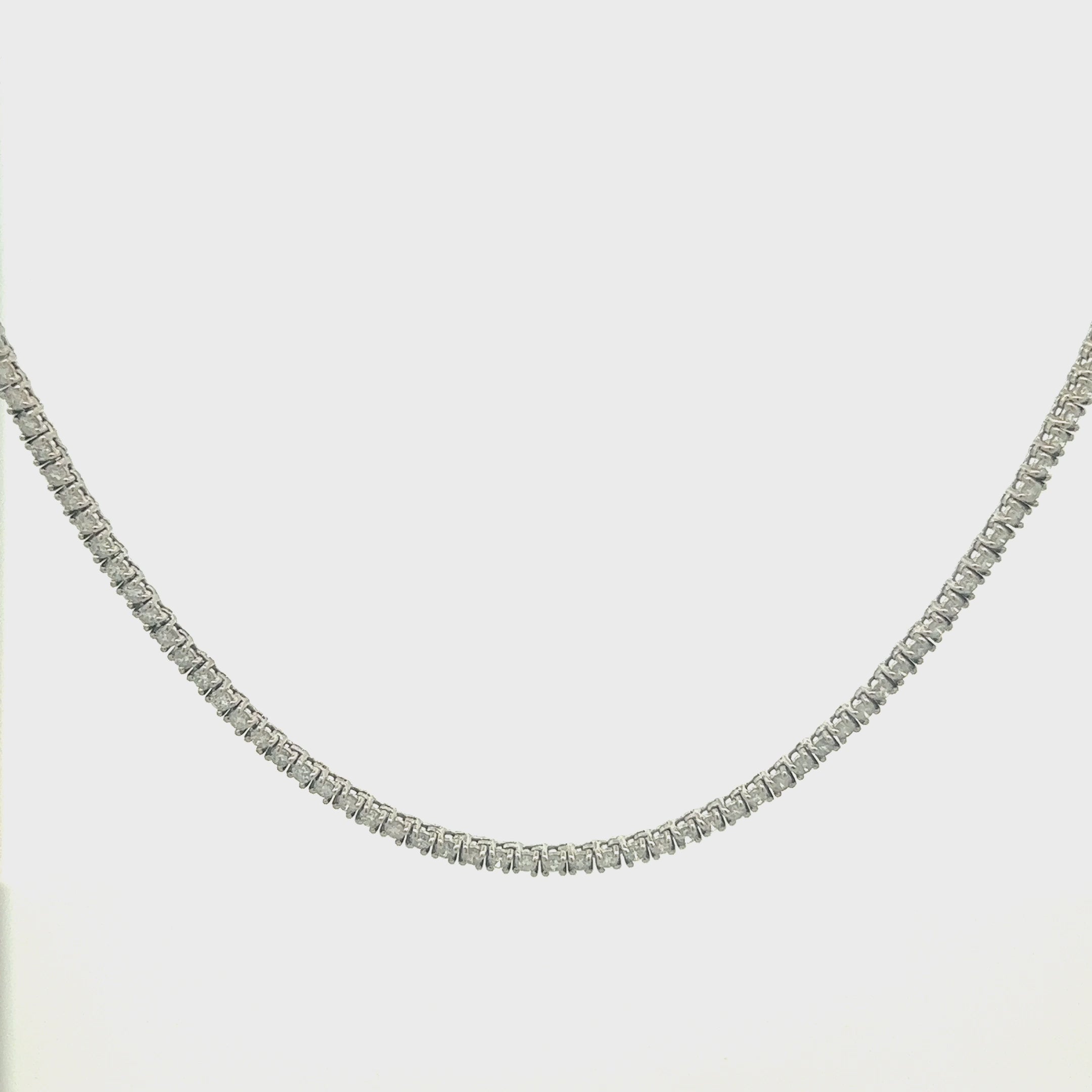 HalfWay Diamond Tennis Necklace & Half Paperclip Chain ( 2.50 ct.) 4-Prongs Setting in 14K Gold