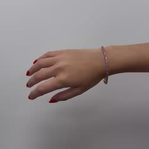 Pink Sapphires Tennis Bracelet (9.00 ct.) 4-Prongs Setting in 14K Gold