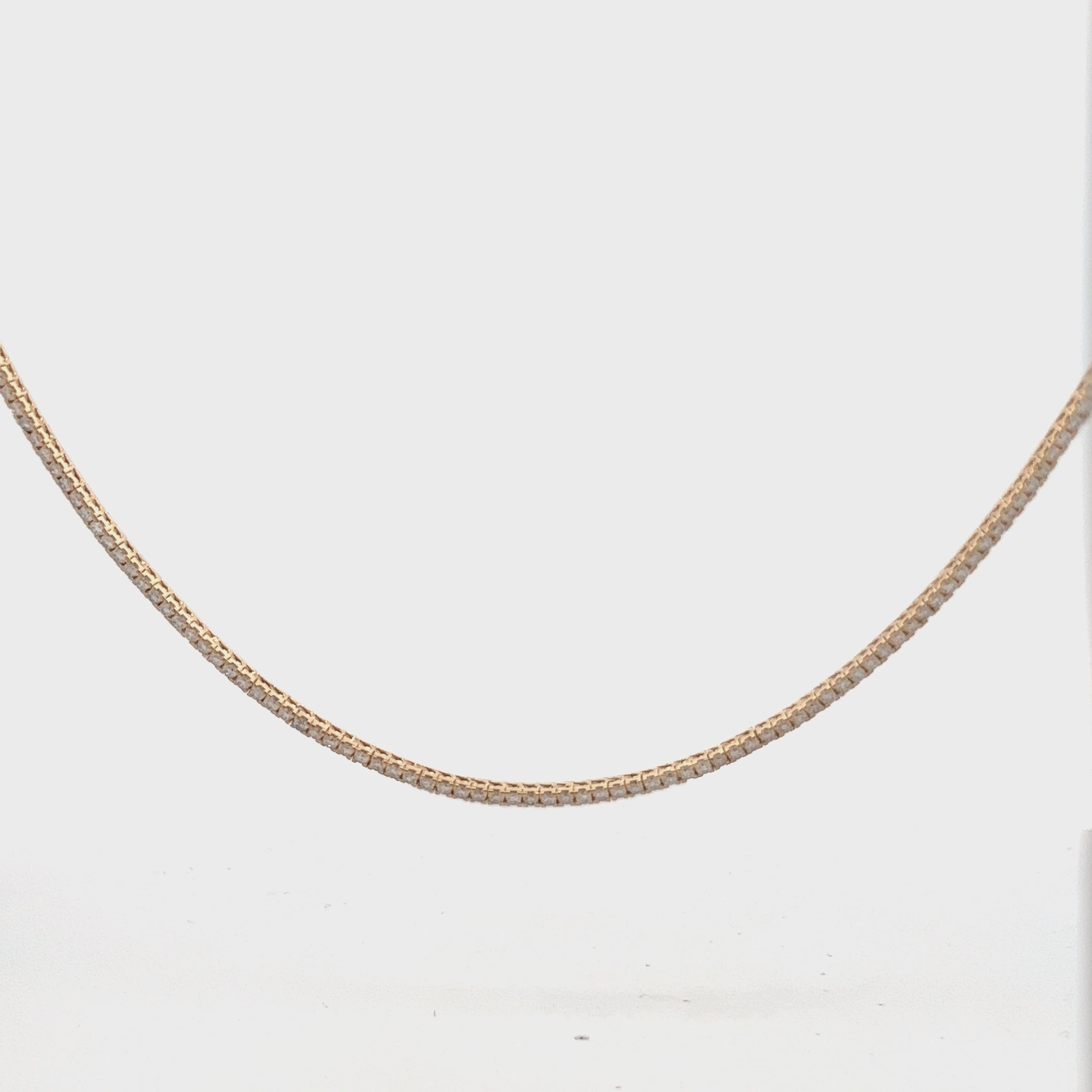 Diamond Tennis Necklace (3.50 ct.) 1.5 mm 4-Prongs Setting in 14K Gold, Made in Italy