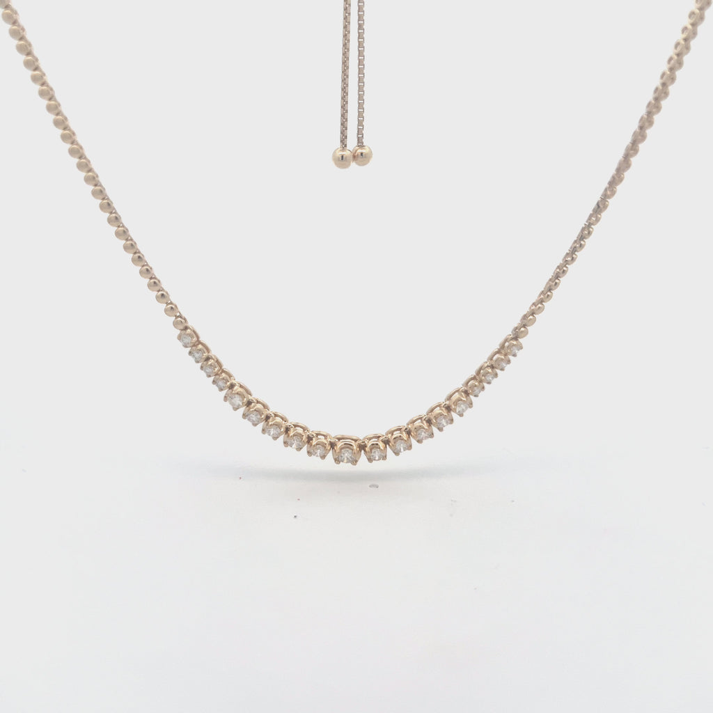 HalfWay Riviera Diamond Tennis Necklace (1.04 ct.) Buttercup Setting in 14K Gold