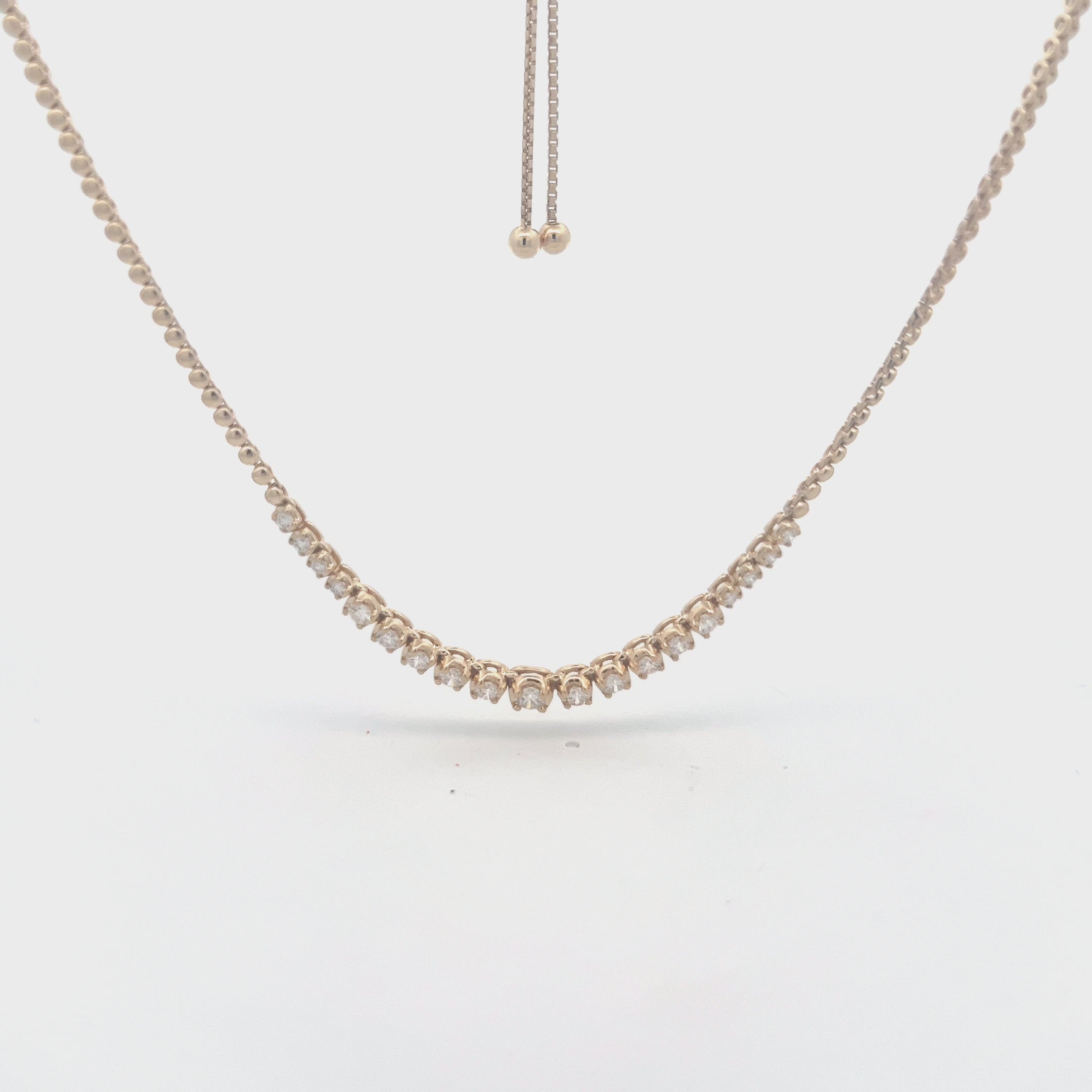 HalfWay Riviera Diamond Tennis Necklace (1.04 ct.) Buttercup Setting in 14K Gold