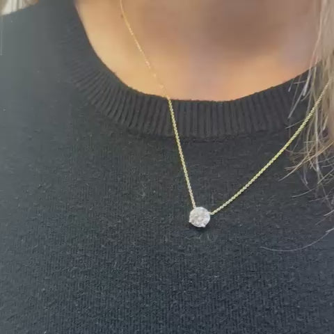 Lab Grown Diamond (1.50 Carats) Round Cut 4-Prongs setting necklace in 14K Gold