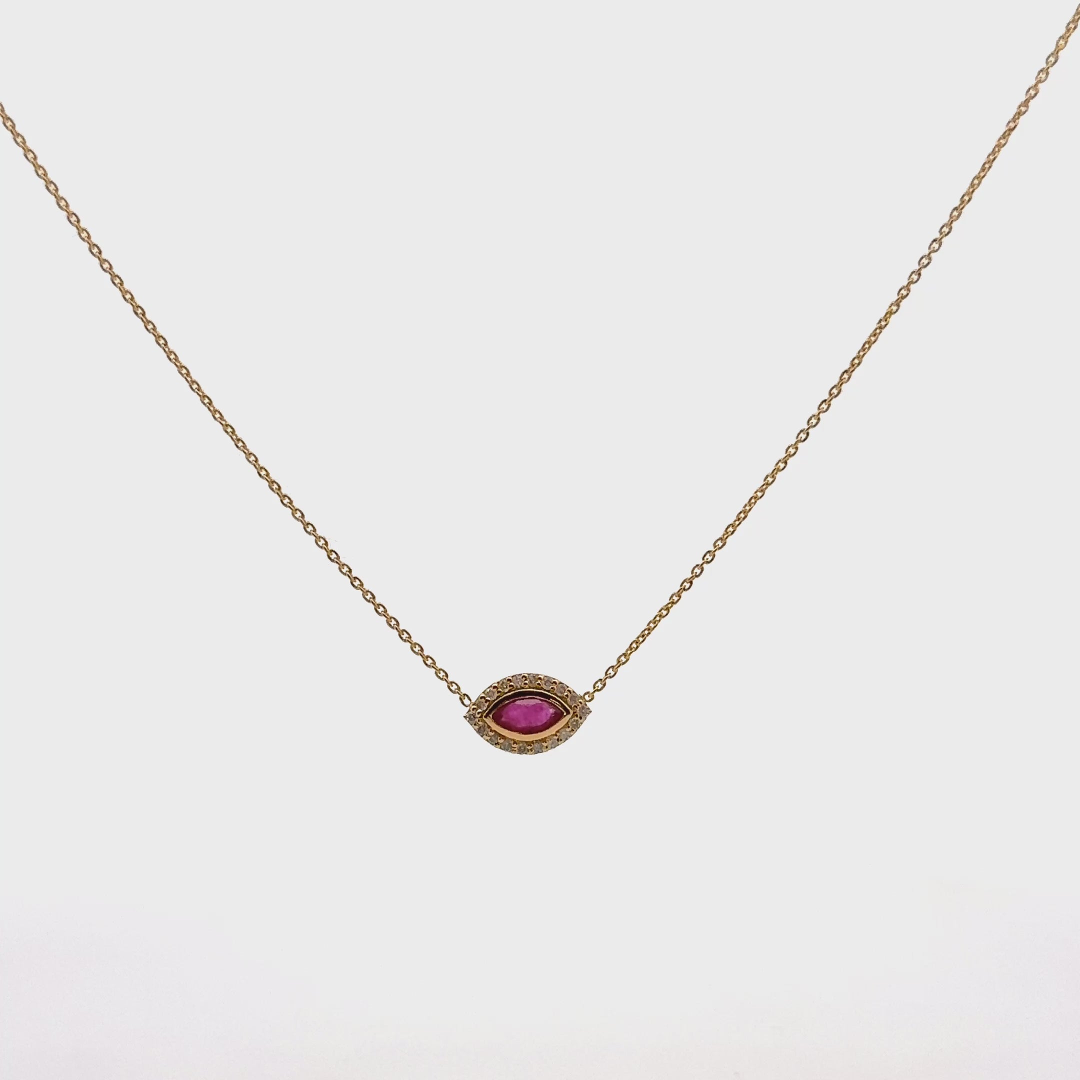 Ruby & Diamond Mini Evil Eye Pendant Necklace (0.50 tcw.) in 14K Gold