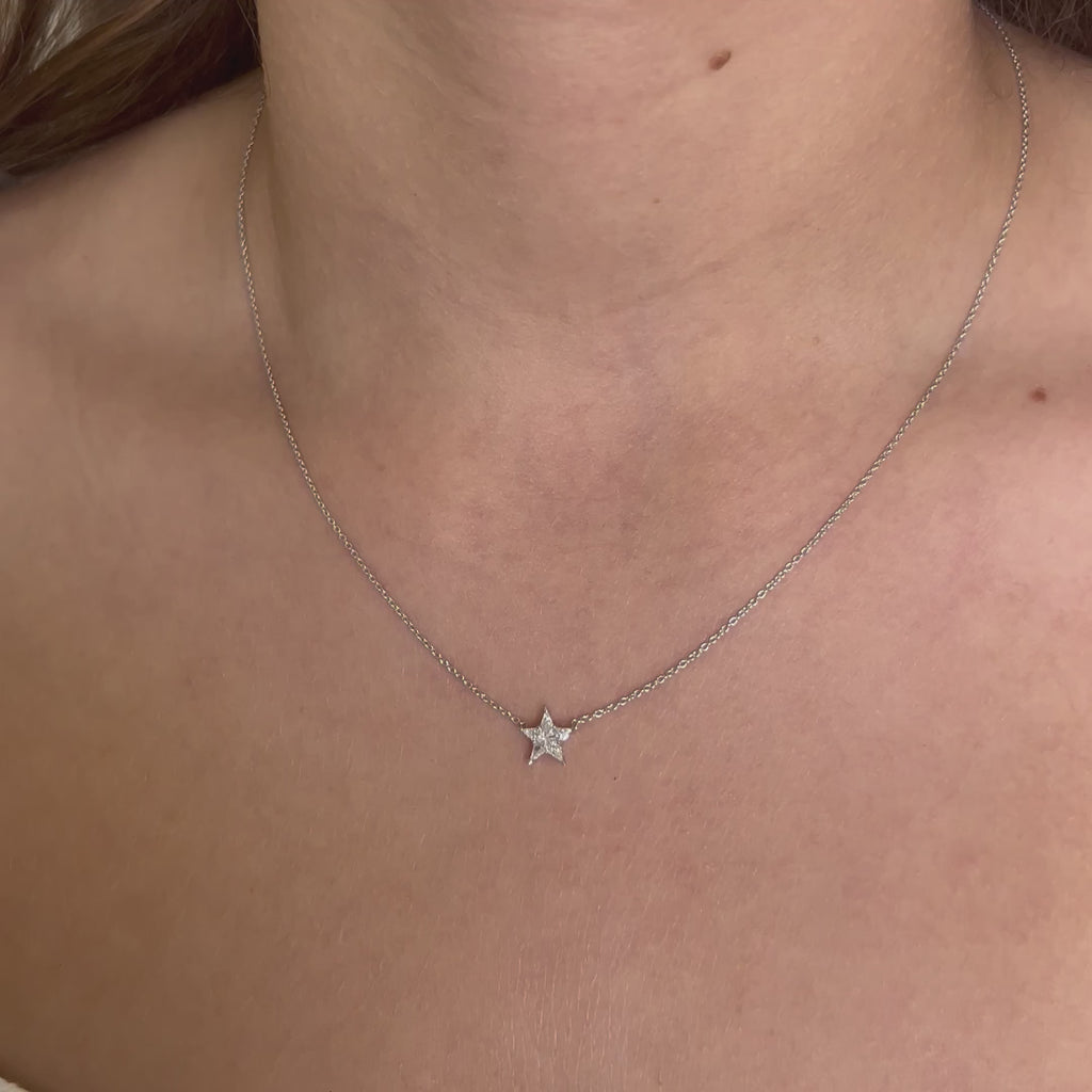 Pie Cut Diamond Star Shape Pendant Necklace (0.20 ct.) in 14K Gold