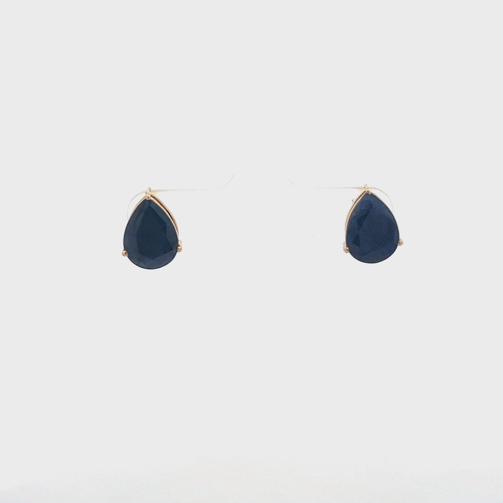 Pear Shape Blue Sapphire Earrings (8.20 ct.) in 14K Gold