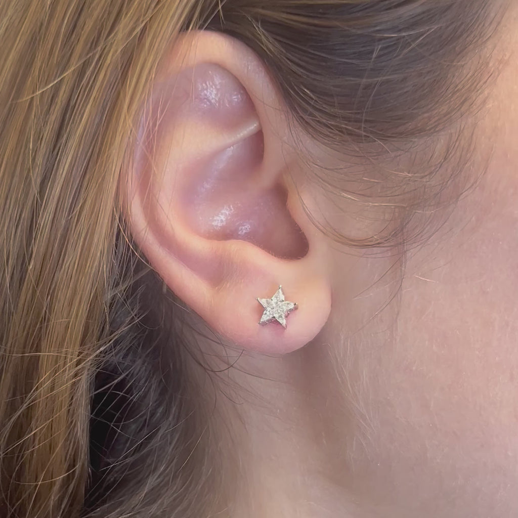 Pie Cut Diamond Star Shape Earrings (0.36 ct.) in 14K Gold