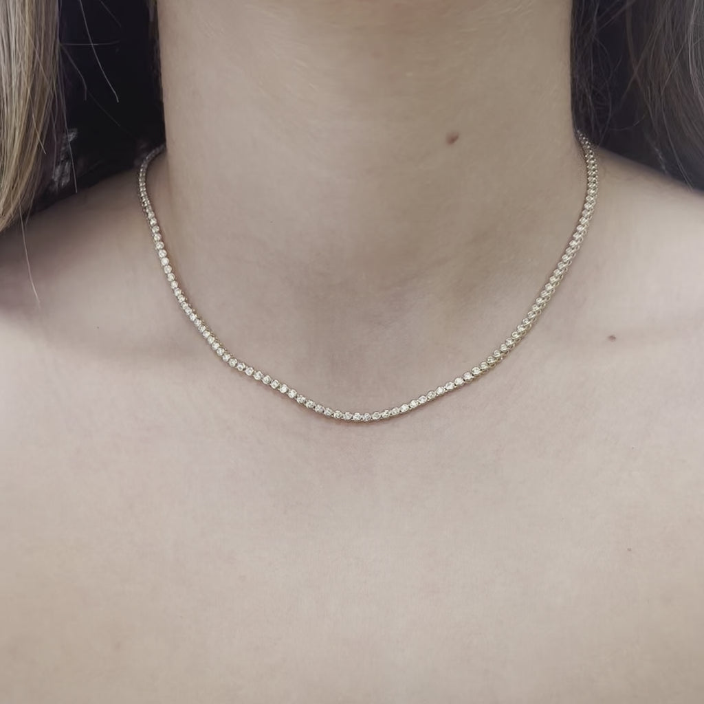 Diamond Tennis Necklace (3.25 ct.) 2.5 mm Bezel Setting in 14K Gold