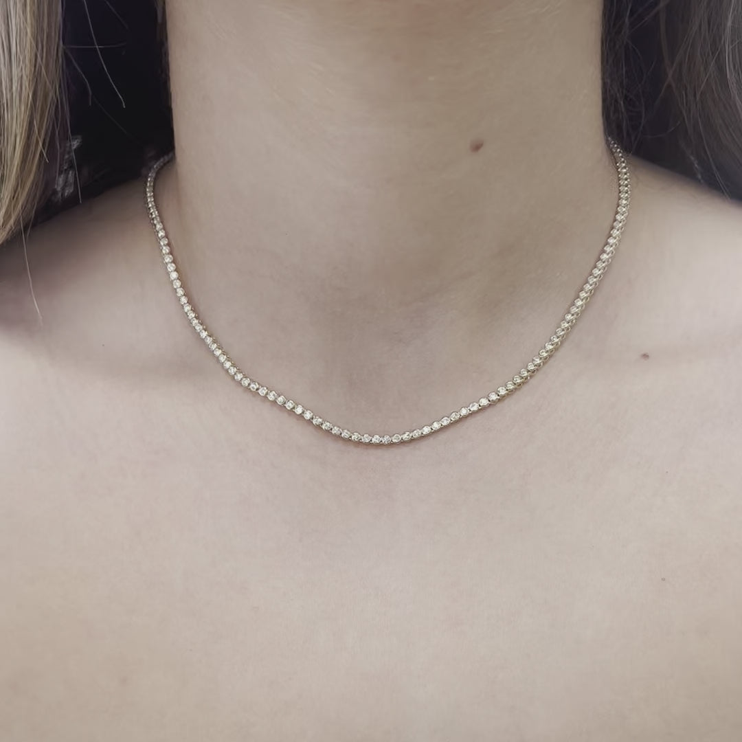 Diamond Tennis Necklace (3.25 ct.) 2.5 mm Bezel Setting in 14K Gold